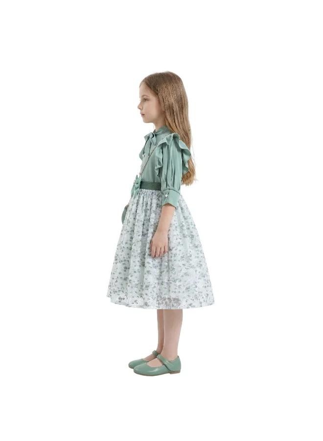بيداني Layali Al Ward Green Dress with Bag